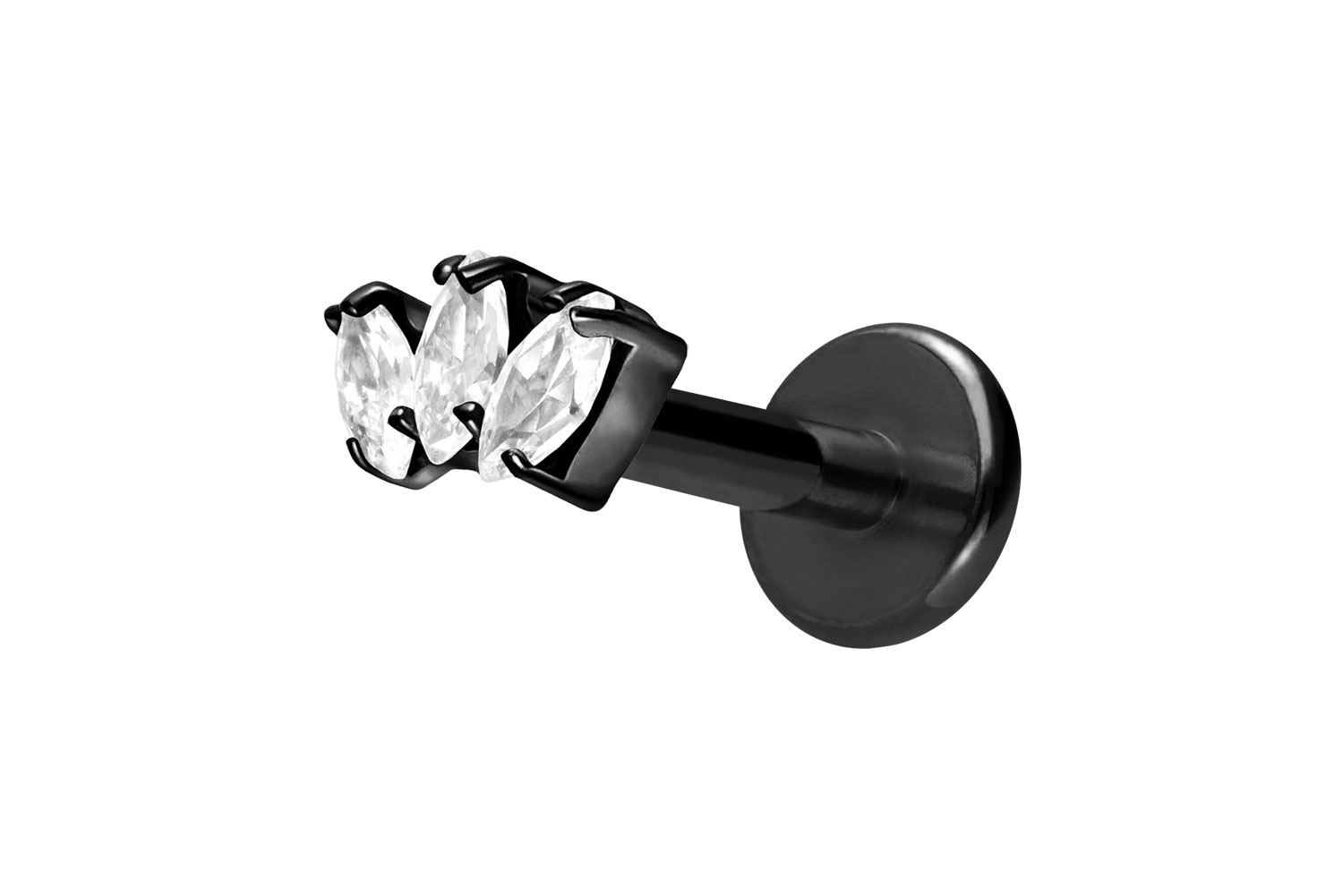 Titan Labret Piercing mit Innengewinde 3 KRISTALLTROPFEN